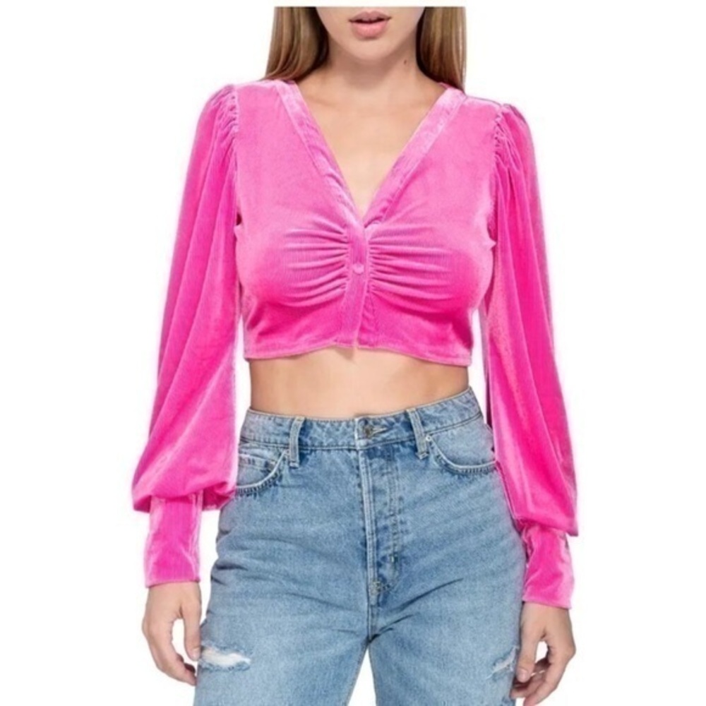 AFRM Long sleeve velvet crop top